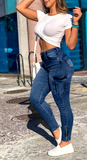 STREETWEAR DISTRESSED CARGO JEANS