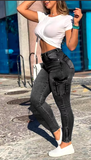 STREETWEAR DISTRESSED CARGO JEANS