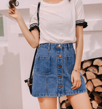 A+ DENIM BUTTON-UP MINI - B ANN'S BOUTIQUE
