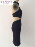 BLACK BANDAGE CRISSCROSS DRESS - B ANN'S BOUTIQUE