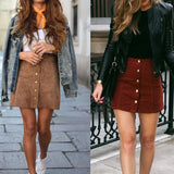 BUTTON-UP SUEDE MINI SKIRT - B ANN'S BOUTIQUE