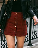 BUTTON-UP SUEDE MINI SKIRT - B ANN'S BOUTIQUE