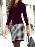 CHIC HOUNDSTOOTH KNIT DRESS - VERSATILE ELEGANCE FOR EVERY OCCASION - B ANN'S BOUTIQUE, LLC