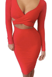 CRISS-CROSS HOLLOWED FRONT BANDAGE DRESS - B ANN'S BOUTIQUE