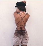 CRUSHED VELVET LACE-UP DRESS - B ANN'S BOUTIQUE