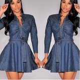 DENIM A-LINE MINI DRESS - B ANN'S BOUTIQUE