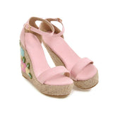 EMMA EMBROIDERED FLORAL WEDGE - B ANN'S BOUTIQUE