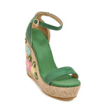 EMMA EMBROIDERED FLORAL WEDGE - B ANN'S BOUTIQUE
