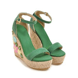 EMMA EMBROIDERED FLORAL WEDGE - B ANN'S BOUTIQUE