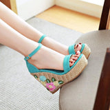 EMMA EMBROIDERED FLORAL WEDGE - B ANN'S BOUTIQUE