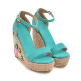 EMMA EMBROIDERED FLORAL WEDGE - B ANN'S BOUTIQUE