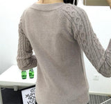 FITTED SWEATER WITH CABLEKNIT SLEEVES - B ANN'S BOUTIQUE