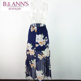 FLORAL & LACE SHEER DRESS - B ANN'S BOUTIQUE