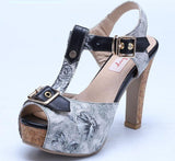 FLORAL CORK HEEL SANDAL - B ANN'S BOUTIQUE
