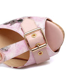 FLORAL CORK HEEL SANDAL - B ANN'S BOUTIQUE