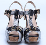 FLORAL CORK HEEL SANDAL - B ANN'S BOUTIQUE