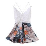 FLORAL LACE BACKLESS ROMPER - B ANN'S BOUTIQUE