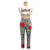 FLORAL LOVE PANTS SET - B ANN'S BOUTIQUE