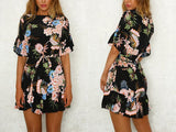 FLORAL RUFFLE MINI DRESS - B ANN'S BOUTIQUE