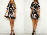 FLORAL RUFFLE MINI DRESS - B ANN'S BOUTIQUE