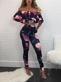 FLORAL RUFFLE SKINNY PANTS SET - B ANN'S BOUTIQUE