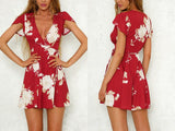 FLORAL WRAP MINI DRESS - B ANN'S BOUTIQUE