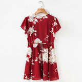FLORAL WRAP MINI DRESS - B ANN'S BOUTIQUE