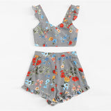 GINGHAM FLORAL SHORTS SET - B ANN'S BOUTIQUE