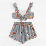 GINGHAM FLORAL SHORTS SET - B ANN'S BOUTIQUE