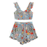 GINGHAM FLORAL SHORTS SET - B ANN'S BOUTIQUE