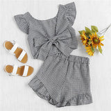 GINGHAM RUFFLED BOW SHORTS SET - B ANN'S BOUTIQUE