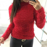 HIGH COLLAR FUZZY PULLOVER - B ANN'S BOUTIQUE