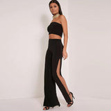 HIGH WAIST - WIDE LEG HIGH SLIT PANTS - B ANN'S BOUTIQUE