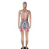 HOLLY’S HALTER FLORAL STRIPED ROMPER - B ANN'S BOUTIQUE