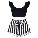 IT’S A BLACK & WHITE THING SHORTS SET - B ANN'S BOUTIQUE