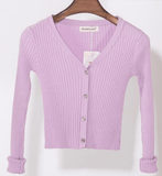 KNITTED V-NECK CARDIGAN - B ANN'S BOUTIQUE