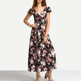 MIDNIGHT FLOWERS WRAP MAXI DRESS - B ANN'S BOUTIQUE