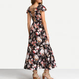 MIDNIGHT FLOWERS WRAP MAXI DRESS - B ANN'S BOUTIQUE