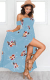 OFF-THE-SHOULDER FLORAL HIGH SLIT MAXI DRESS - B ANN'S BOUTIQUE