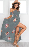OFF-THE-SHOULDER FLORAL HIGH SLIT MAXI DRESS - B ANN'S BOUTIQUE