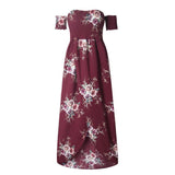 OFF-THE-SHOULDER FLORAL HIGH SLIT MAXI DRESS - B ANN'S BOUTIQUE