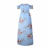 OFF-THE-SHOULDER FLORAL HIGH SLIT MAXI DRESS - B ANN'S BOUTIQUE