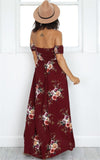 OFF-THE-SHOULDER FLORAL HIGH SLIT MAXI DRESS - B ANN'S BOUTIQUE