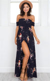 OFF-THE-SHOULDER FLORAL HIGH SLIT MAXI DRESS - B ANN'S BOUTIQUE