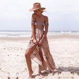 OFF-THE-SHOULDER FLORAL HIGH SLIT MAXI DRESS - B ANN'S BOUTIQUE