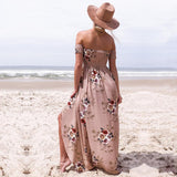 OFF-THE-SHOULDER FLORAL HIGH SLIT MAXI DRESS - B ANN'S BOUTIQUE