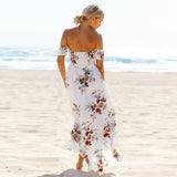 OFF-THE-SHOULDER FLORAL HIGH SLIT MAXI DRESS - B ANN'S BOUTIQUE