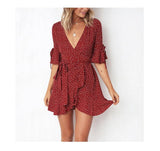 PIPER’S POLKA DOT WRAP MINI DRESS - B ANN'S BOUTIQUE