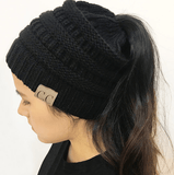 PONYTAIL/MESSY BUN BEANIE CAP - B ANN'S BOUTIQUE
