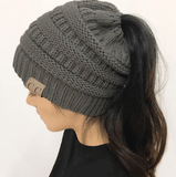 PONYTAIL/MESSY BUN BEANIE CAP - B ANN'S BOUTIQUE